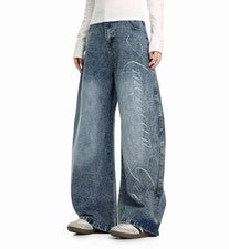 Pantalones de mezclilla retro azules para hombre pierna recta estrás moda informales hippie