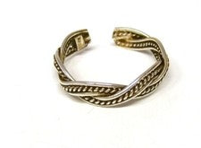 Anillo de dedo del pie hecho a mano de plata esterlina maciza 925 con patrón retorcido - 4 mm de ancho