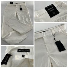 Pantalones ajustados Monfrère Grant para hombre 33x32 beige algodón poli EE. UU. NUEVOS CON ETIQUETAS $400 YGI D4-22