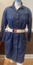 NUEVO CON ETIQUETAS De Colección Años 80 Liz Claiborne Denim Vestido Chaqueta Mujer’s Bolsillos Medianos Cinturón
