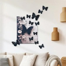 12 PIEZAS Calcomanías de Pared Mariposa Negra 3D PVC para Decoración Moderna del Hogar