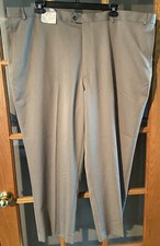 Pantalones de vestir Roundtree & Yorke para hombre 52W 30L GRANDES tostados delanteros planos $79.50