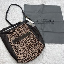 ¡Raro! Bolso hobo de cuero con estampado de leopardo PIETRO pelo de becerro hecho a mano en Nueva York ¡Nuevo!