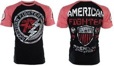 AMERICAN FIGHTER Hombre Camiseta Allen Negro Rojo L-3XL NUEVO CON ETIQUETAS