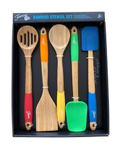 Juego de utensilios Fiesta 5 piezas bambú y silicona nuevo en paquete