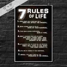 7 REGLAS DE VIDA PÓSTER MOTIVACIONAL INSPIRADOR ARTE DE PARED DECORACIÓN IMPRESIÓN 12X18