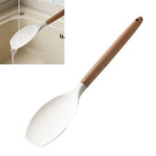 Auxiliar de cocina de silicona premium con asas ergonómicas de madera para sartenes antiadherentes