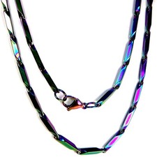 Collar de cadena de eslabones de barra arco iris de acero inoxidable 16-36 pulgadas sin género no binario