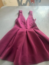 Vestido Corto Plisado Moda Nova Para Mujer Púrpura Sólido Sin Mangas Cuello en V S