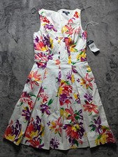 Vestido para mujer Chaps plisado sin mangas talla 4 floral