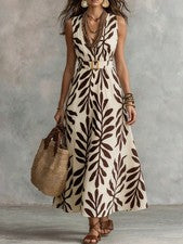 Maxivestido mujer Fiorisel escote en V y estampado