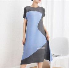 Vestido plisado adelgazante con bloqueo de color de alta gama de moda para mujer Vestidos para dama