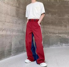 Para hombres Nuevo Moda Invierno Informal Lana Gruesa Denim Color Pantalón Suelto a Juego
