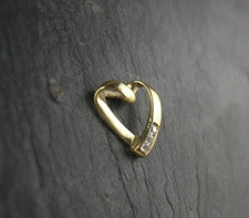 Colgante cadena chapado en oro corazón circonita plata de ley 925