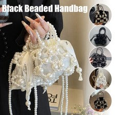 Mujer Negro Cuentas Bolso Bandolera de Hombro Viaje Diseño de Lujo Bolso de Mano