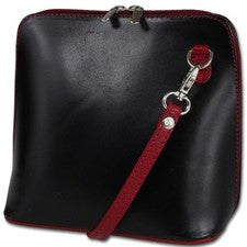 Toscanto Damen Umhängetasche Schultertasche Leder Tasche schwarz rot OTT109US