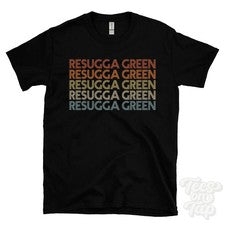 CAMISETA RESUGGA VERDE ESTILO RETRO REPETIDO Hombre y Mujer Reino Unido Lugar Nombre Regalo