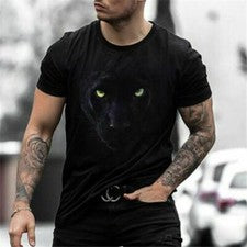 Camiseta Hombres Moda Black Panther Gaze Manga Corta Gráfico Sedoso Suave Tops