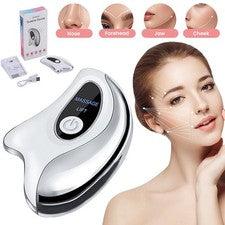 Dispositivo eléctrico Gua Sha de luz roja con vibración de calor masajeador de levantamiento de cara y cuello