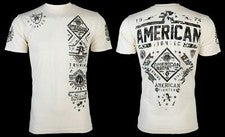 AMERICAN FIGHTER McCormick Sand Camiseta Atlética Para Hombre Cuello Redondo S-3XL NUEVA CON ETIQUETAS