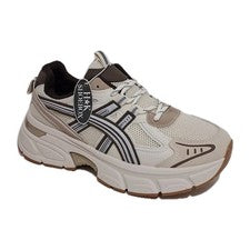 ZAPATOS DEPORTIVOS MUJER BEIGE DAMAS ELEGANTE SUELA GRUESA CON CORDONES TENDENCIA TALLA 3-8