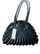 Nuevo bolso de mano Calin Collection de cuero vegano negro concha de media luna para mujer