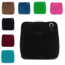 Bolso bandolera de cuero gamuza real para mujer con correa ajustable