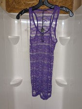 Vestido sin mangas Poof Apparel para mujer púrpura de encaje transparente - Nuevo con etiquetas