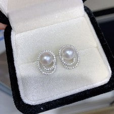 Precioso colgante de perlas blancas redondas mar sur 7-8 mm 925 s s suntuoso regalo GX