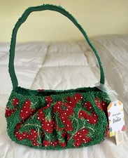 Bolso hecho a mano en la India con cuentas de fresa nuevo con etiquetas