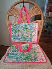 Lilly Pulitzer Juego de 2 West Palm Beach Breakers Bolsa de Compras Reutilizable 15x11x7