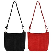 Bolso de hombro de cuero de gamuza de vaca estilo hobo para mujer con correa ajustable