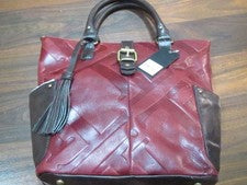 ¡NUEVO CON ETIQUETAS! RARO BOLSO DE HOMBRO CONVERTIBLE GRANDE BORGOÑA/MARRÓN TIGNANELLO