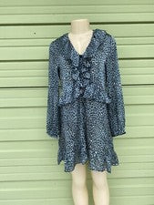 VESTIDO ZARA MUJER Multicolor Estampado Animal Volantes Cuello en V Talla M #5996