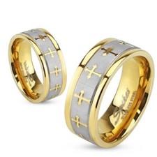 Anillo de boda O&S acero inoxidable plata oro "cruz celta" mujer hombre