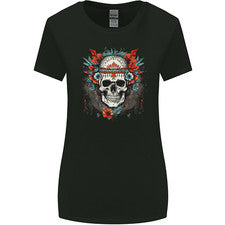 Camiseta de corte más ancho con calavera tribal estilo bohemio para mujer