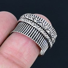 Meditación Spinner Piedra preciosa hecho a mano 925 anillo de joyería de...