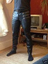 PANTALONES VAQUEROS CÓMODOS ESTILO CREMALLERA CUERO GENUINO PARA HOMBRES 4FN