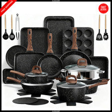 Juego de ollas y sartenes antiadherentes, juego de utensilios de cocina y utensilios para hornear de inducción de 31 pie