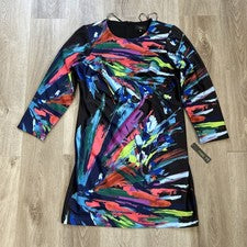 Vestido Maia para mujer talla 14 multicolor negro hasta la rodilla manga larga forrado nuevo con etiquetas