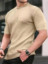 Camiseta deportiva moda hombre transpirable manga corta cómoda color caqui
