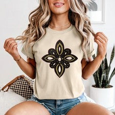 Camiseta Mandala Adornada Mujer Boho Brillo Patrón Moda Regalo Para Ella