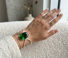 Brazalete brazalete brazalete de piedras preciosas de diopsido cromado joyería de plata de ley 925 ADJ"