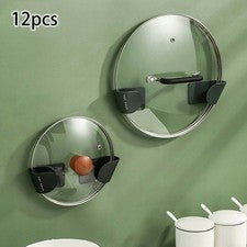 12x Soporte de almacenamiento con tapa de sartén montado en la pared Utensilios de cocina para el hogar/organización