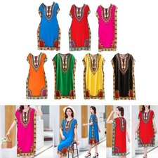 Verano Playa Vestido Étnico Boho Elegante Manga Corta Caftán Vestido