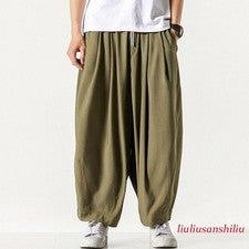 Pantalones informales harén sueltos estilo chino para hombre Yoga Kung Fu pierna ancha pantalones largos
