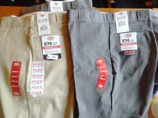 Pantalones de trabajo Dickies para hombre 874 ajuste original rectos, caqui o grises talla 44x30 nuevos con etiquetas