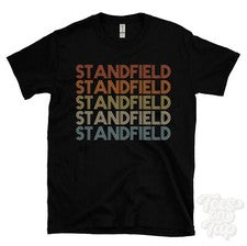 CAMISETA ESTILO RETRO REPETIDA STANDFIELD para hombre y mujer novedad genial nombre regalo