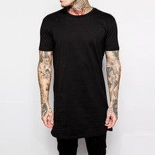 Ropa Hombre Camisetas Negras Largas Hip Hop Informal Manga Corta Algodon Moda Genial