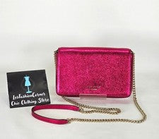 NUEVO SIN ETIQUETAS Kate Spade Para Mujer Rosa Metálico Cadena Spencer Bandolera Cartera Bolso sin asas 161